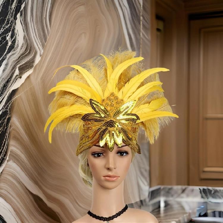 Feather Flapper Headband Masquerade Headpiece Mardi Gras Art Hair Accessories