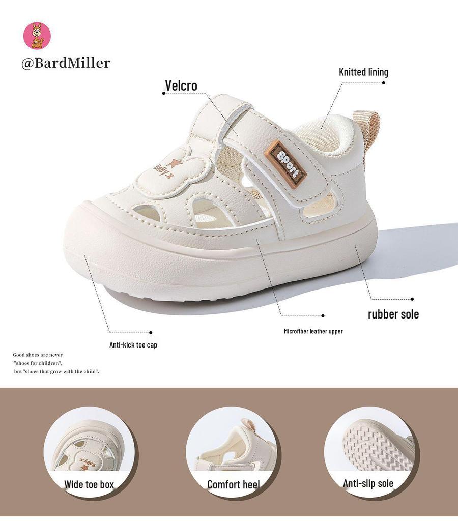 2026 Summer Baby Walking Sandals - Soft Sole, Breathable, Anti-Collision Toe for Boys & Girls