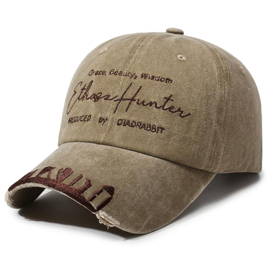 Washed old hat Alphabet embroidered baseball cap Men's and women's retro curved brim sunshade cap