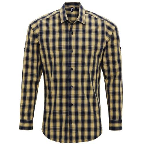 

Premier Mens Mulligan Checked Cotton Long-Sleeved Shirt S