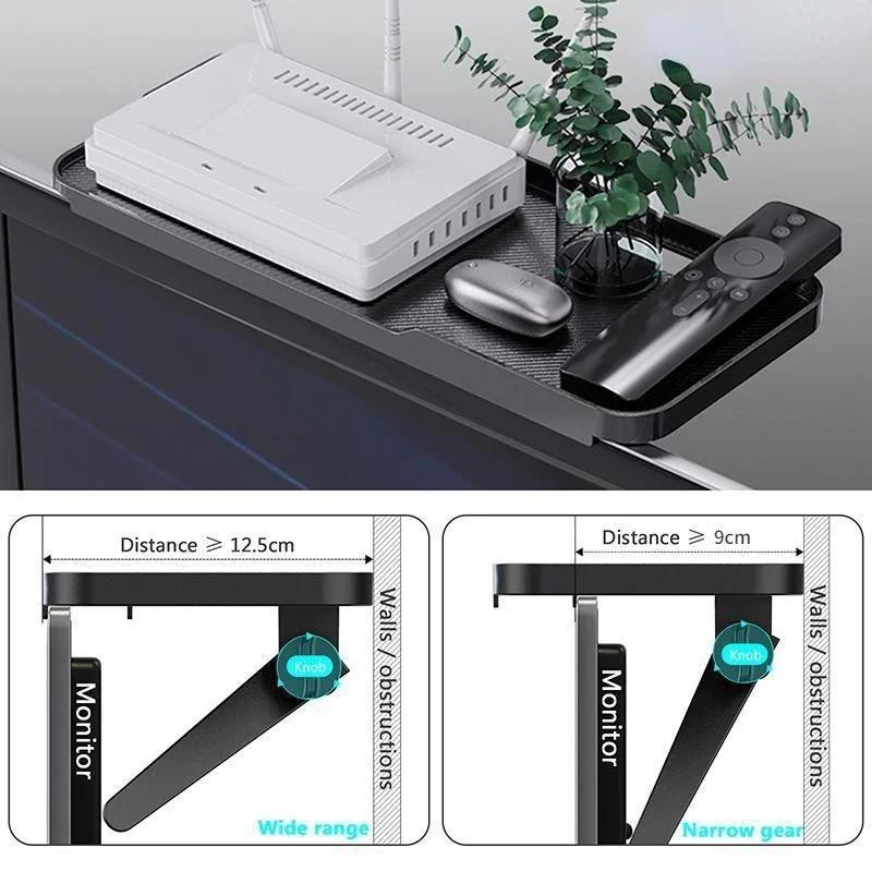 Adjustable Foldable Desktop Stand for TV Screen Computer Monitor Router Set-Top Box Player Office Home Storage Shelf Organizer