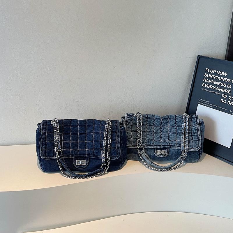 Geantă Tote de Umăr cu Lanț din Denim de Capacitate Mare pentru Femei, Geantă de Mână de Navetă High-End 2025