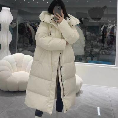 Women's Autumn And Winter Long Down Jacket Knee Length Loose And Thickened White Duck Down Coat