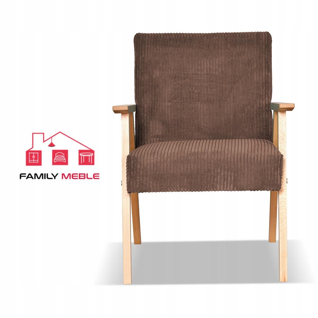 Fotel PRL zestaw retro vintage SOLER Family Meble brązowy sztruks Anafi