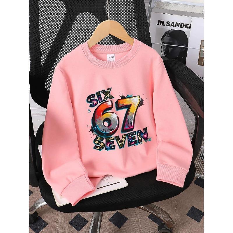 Crewneck Sweatshirt for Girls - Six Sixty Seven with a Cosmic Design, Machine Washable, Suitable for Spring And Autumn