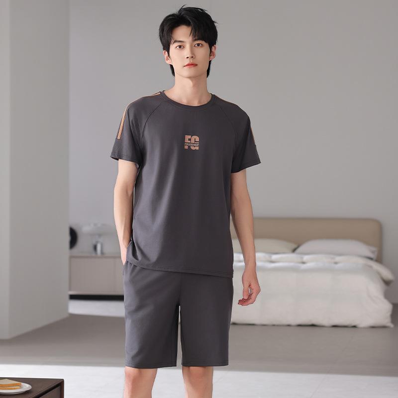 Pajamas men's pure cotton summer thin short-sleeved shorts men's 1011 new large-size men's summer loungewear set