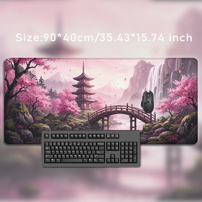 Mouse Pad Pink Cherry Blossom Landscape Gamer printon demand Custom Mousepad XXL keyboard pad Office Non-Slip Laptop Table Mat