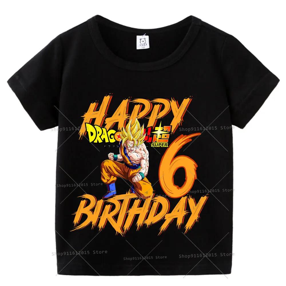 Boy Number T Shirt Kids Birthday Clothes Anime Cartoon Toddler Short Sleeve Tops Summer Casual Children Cotton Tee