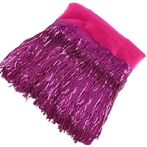 10 Yards Sparkly Sequined Tassel Ribbon Sequins Fringe Trim Spangle Paillette Lace Fabric for Sewing Curtain Pillow Home Decor Party Dress Stage