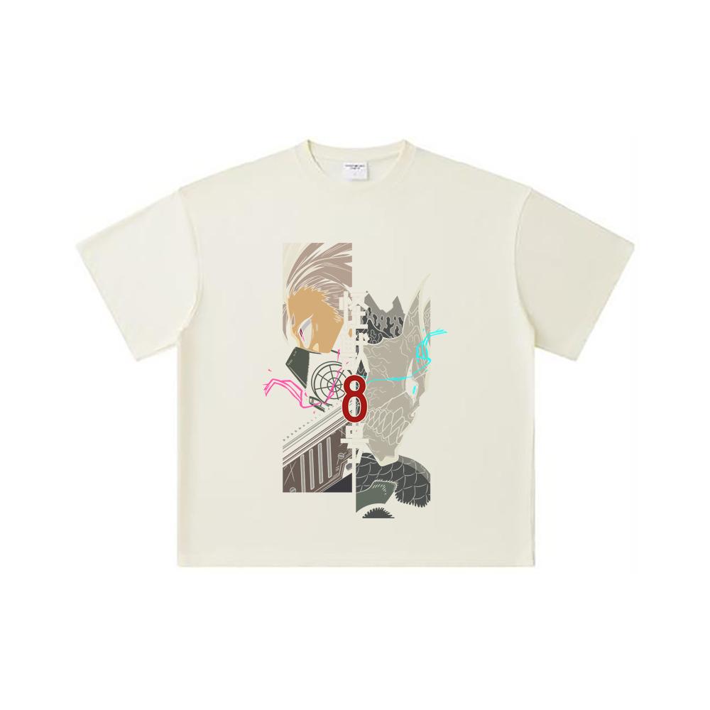 260 GSM Double Yarn 32 Count 100% Cotton Kaiju No 8 V17 Print Unisex Heavy Cotton T Shirt