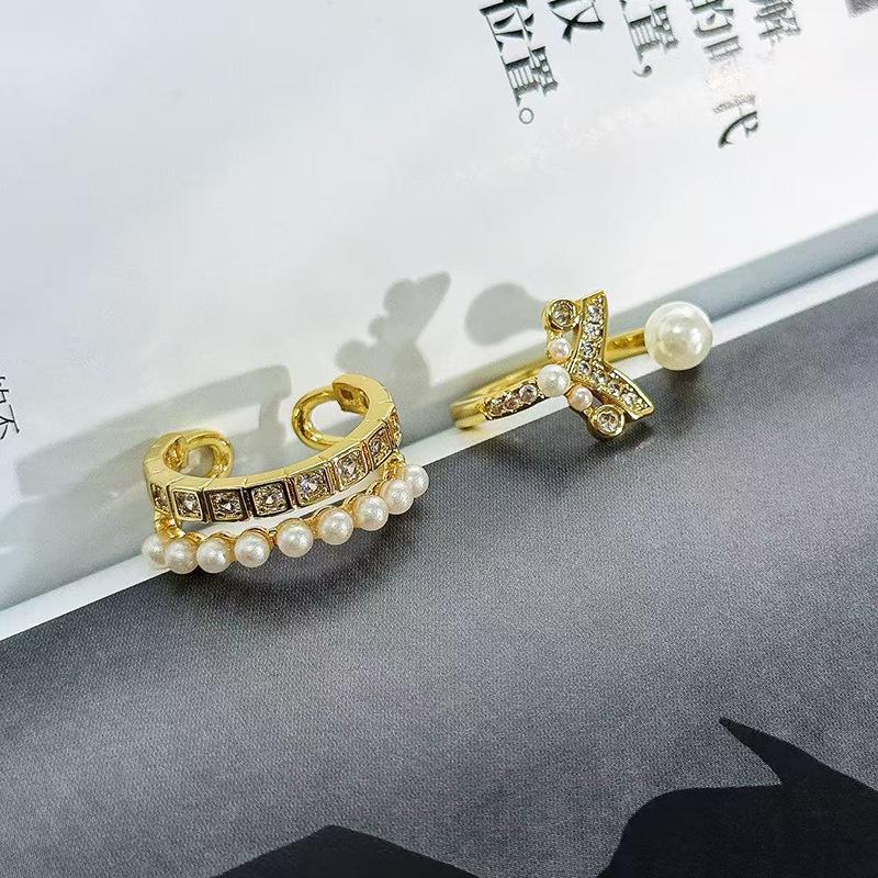 Light Luxury Niche Double-Layer Bead Ring For Women'S High-End Fashion Opening Adjustable Index Finger Ring Stacking Wearing Ring