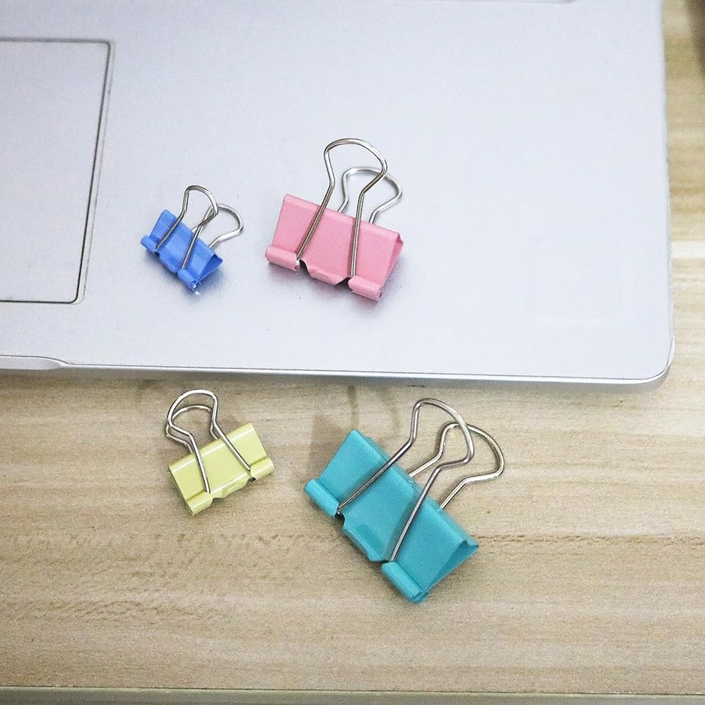lingzaling Color Double Clips 15mm 19mm 25mm 32mm Metal 64pcs