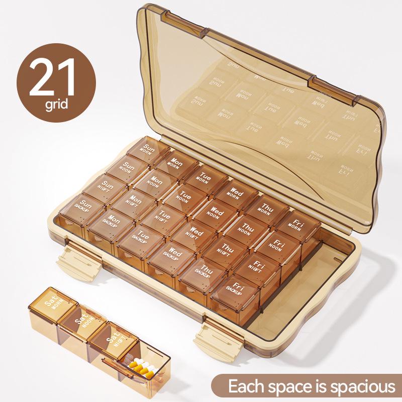 7-Day Moisture-Proof Pill Organizer: Sealed, Compartmentalized, Dustproof, with Lid for Convenient Storage