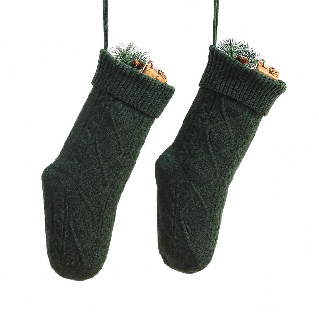 18-Inch Knitted Diamond Pattern Large Christmas Stocking for Gifts - European and American Style