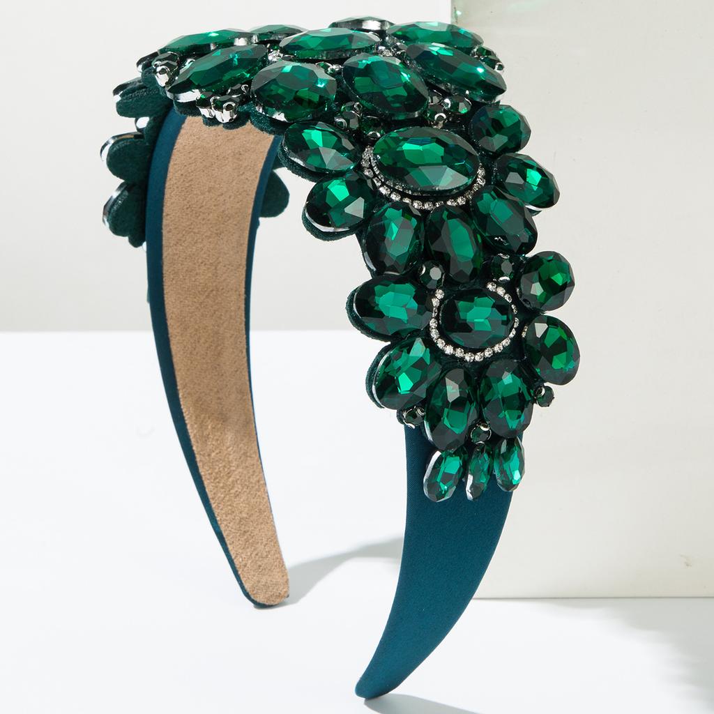 Fashion Baroque Wide-Brimmed Glass Drill Headband Heavy Industry Full Diamond Super Shiny Retro Luxury Ball Hair Accessories