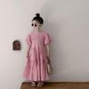 Summer 2025 Girls' Puff Sleeve Princess Dress – Korean Style Short Sleeve Big Skirt