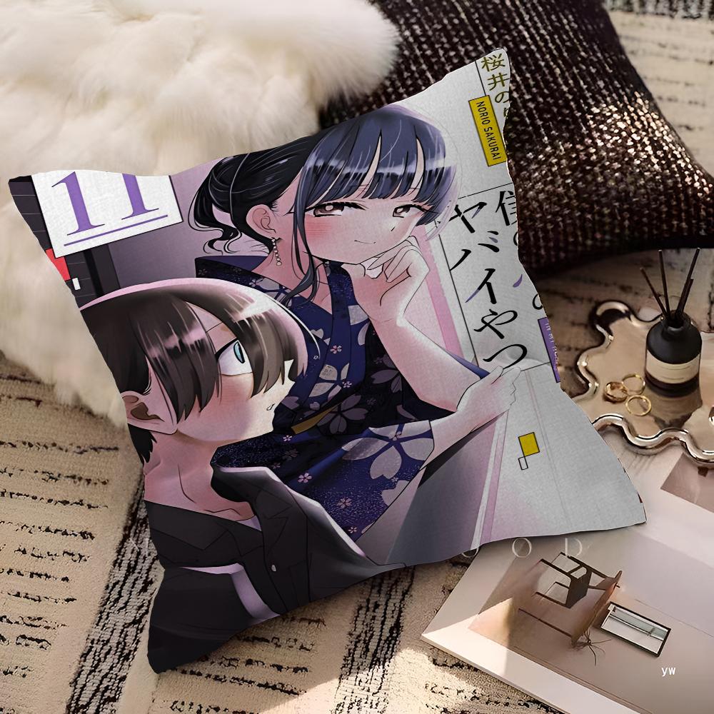 Anime The Dangers In My Heart Pillow Case Cushion Cover Car Throw Pillow Case For Sofa Car Christmas Gift 40x40cm 45x45cm