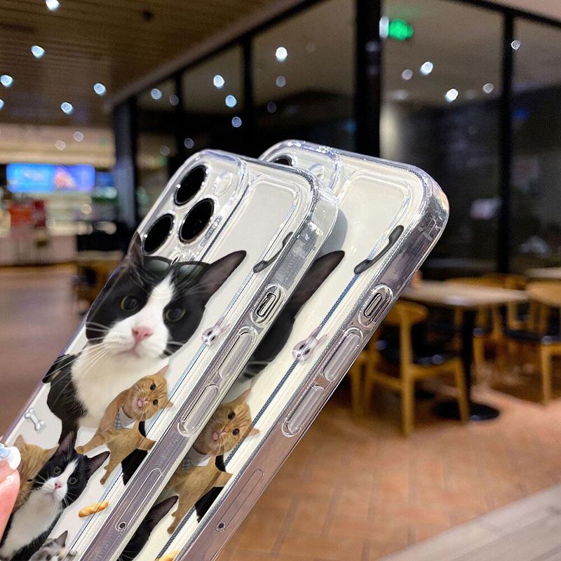 Cute Cat Clear Phone Case For IPhone 17 Air 16 15 14 13 Cases 15 16 Pro Max 17 Air 12 11 14 Plus 16promax Fundas Soft TPU Cover