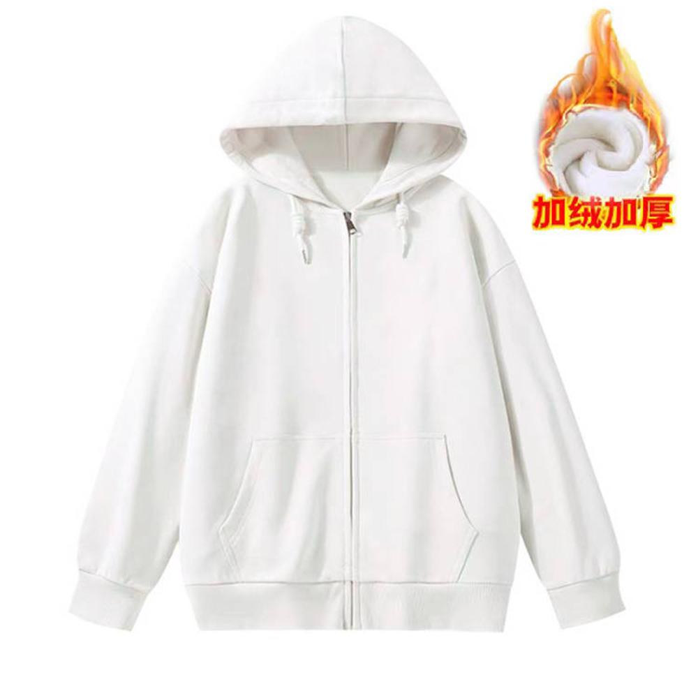 Women's Hood Collar Long Sleeve Zip Up Hoodie Loose Fit Minimalist Sweatshirt Jacket