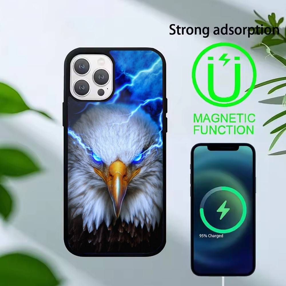 Cool Eagle Phone Case For iPhone17,16,15,14,13 Plus,Pro Max Magnetic For Magsafe Wireless Charging
