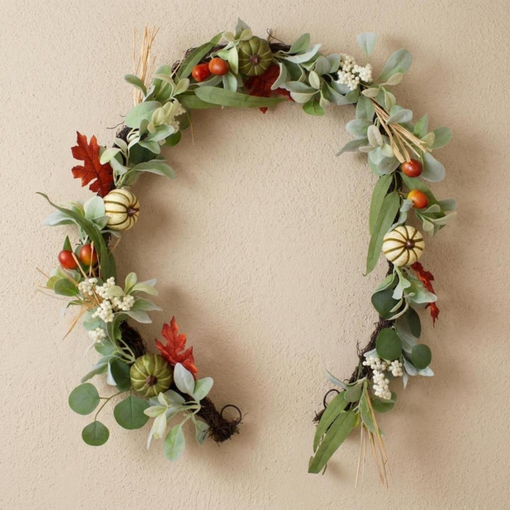 Autumn Garland with Pumpkins Vivid Fall Lifelike for Thanksgiving