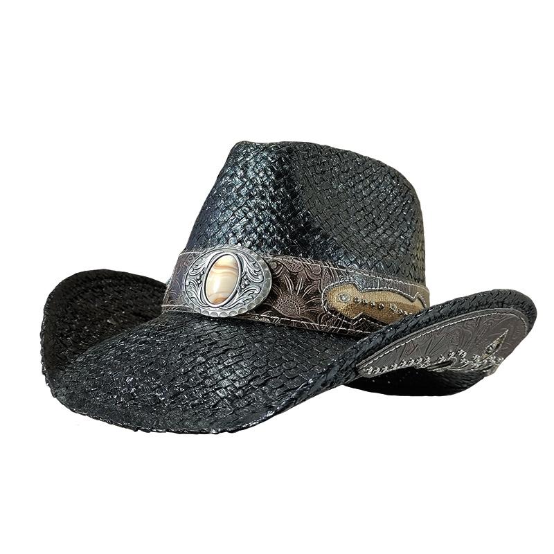 cowboy straw hat wholesale natural corn grass handmade cowboy hats For Men And Women Sun Protection Hats Outdoor Wide Brim cap