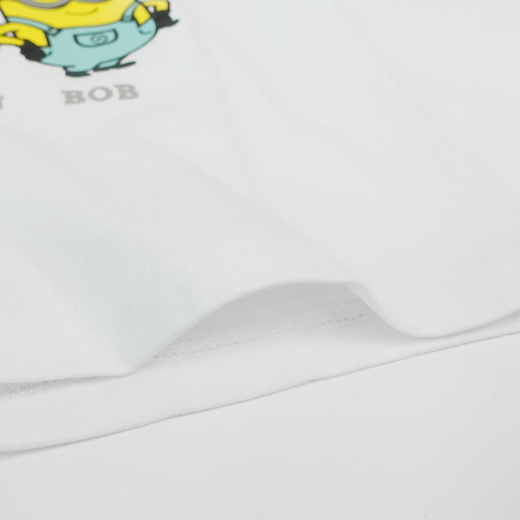 Fineplus Minions BELLO T-Shirt with Stuart, Kevin, Bob, and Tim Print. Character Merchandise.