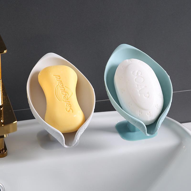 Leaf-Shaped Suction Soap Dish: Punch-Free Wall-Mounted Holder & Draining Tray