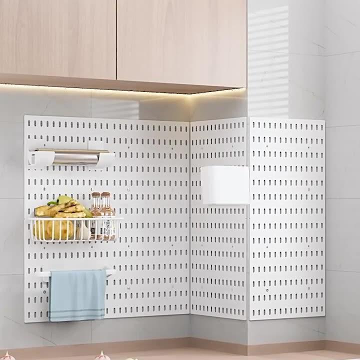Nail-Free Self-Adhesive Pegboard: Extra-Large Storage Shelf with No-Drill Hooks for Kitchen or Bathroom Walls
