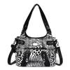 Women's Large Capacity Soft Leather Handbag, Vintage Leopard Print Shoulder Crossbody Bag, Multi-pocket Casual Tote Bag for Daily Commute Fashion