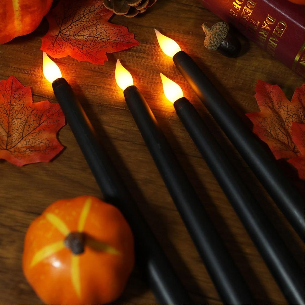 4 Pcs Flameless Taper Candles Battery Powered Candle Lights LED Taper Candles  Holiday Decor