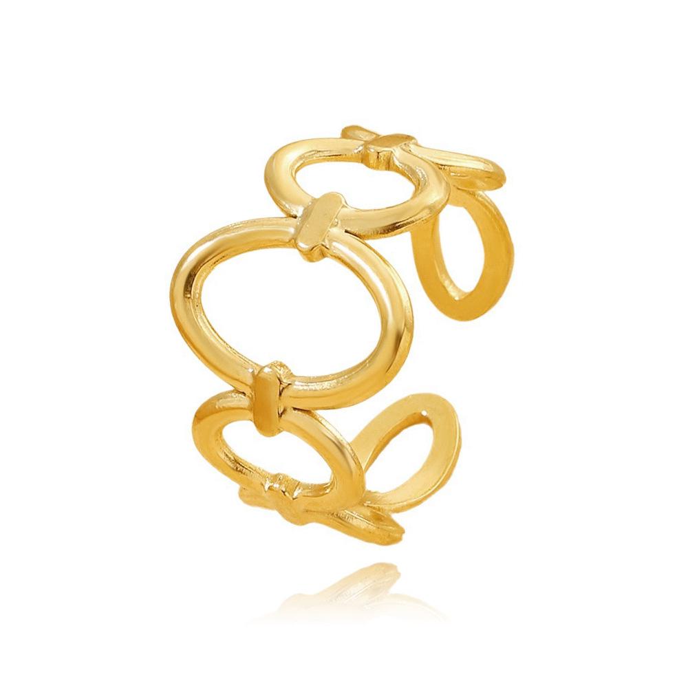 European American Geometric Stainless Steel Gold-Plated Open Ring - Colorfast Titanium Jewelry