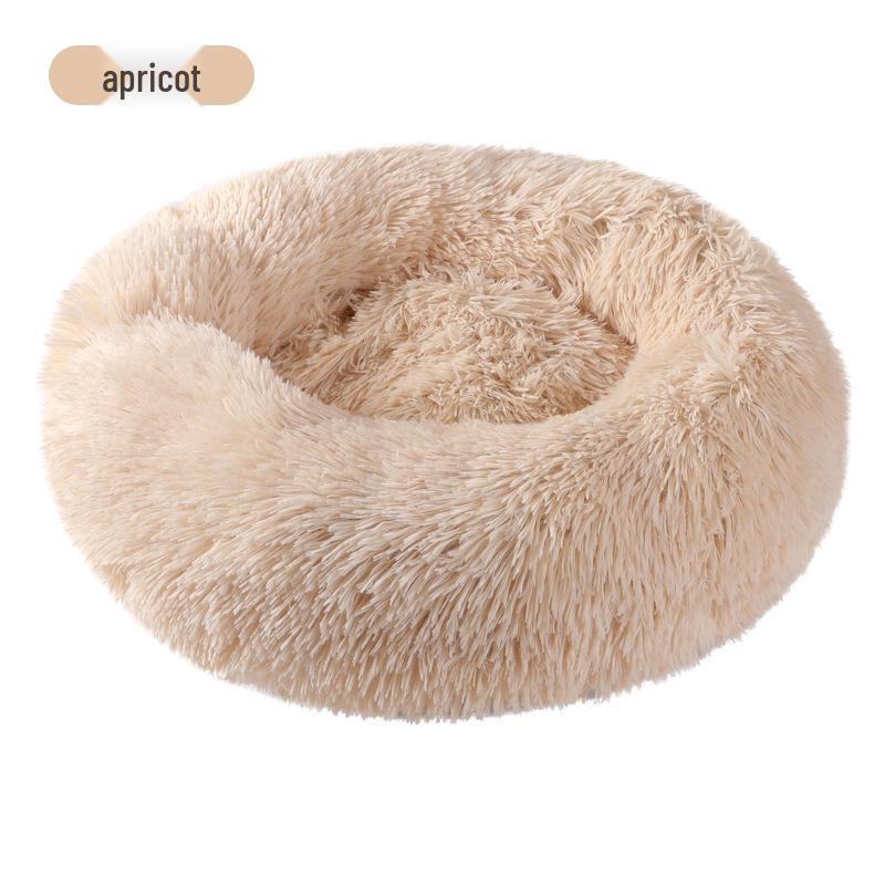 Plush Round Pet Bed for Dogs and Cats - Cozy Winter Mat