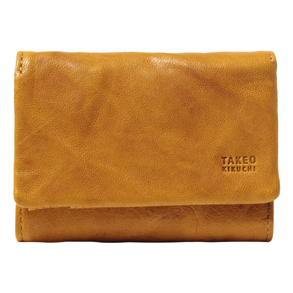 Takeo Kikuchi Mini Genuine Limited Edition Folding Folding Sheepskin Camel Men's Tri-fold Wallet, Leather, Oyster, Color, 720623, Tri-fold Wallet,