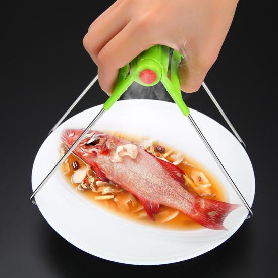 

Зажим для подноса Гладкая поверхность Кухонные принадлежности Волнистый дизайн Зажим для сковороды из нержавеющей стали с защитой от ожогов Прочная теплоизоляция