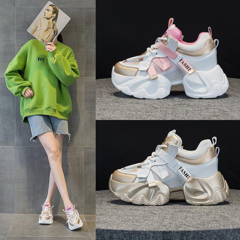 9861 Dad Shoes Women's Autumn New Color Matching Mesh Breathable Versatile Dad Shoes Student Sneakers