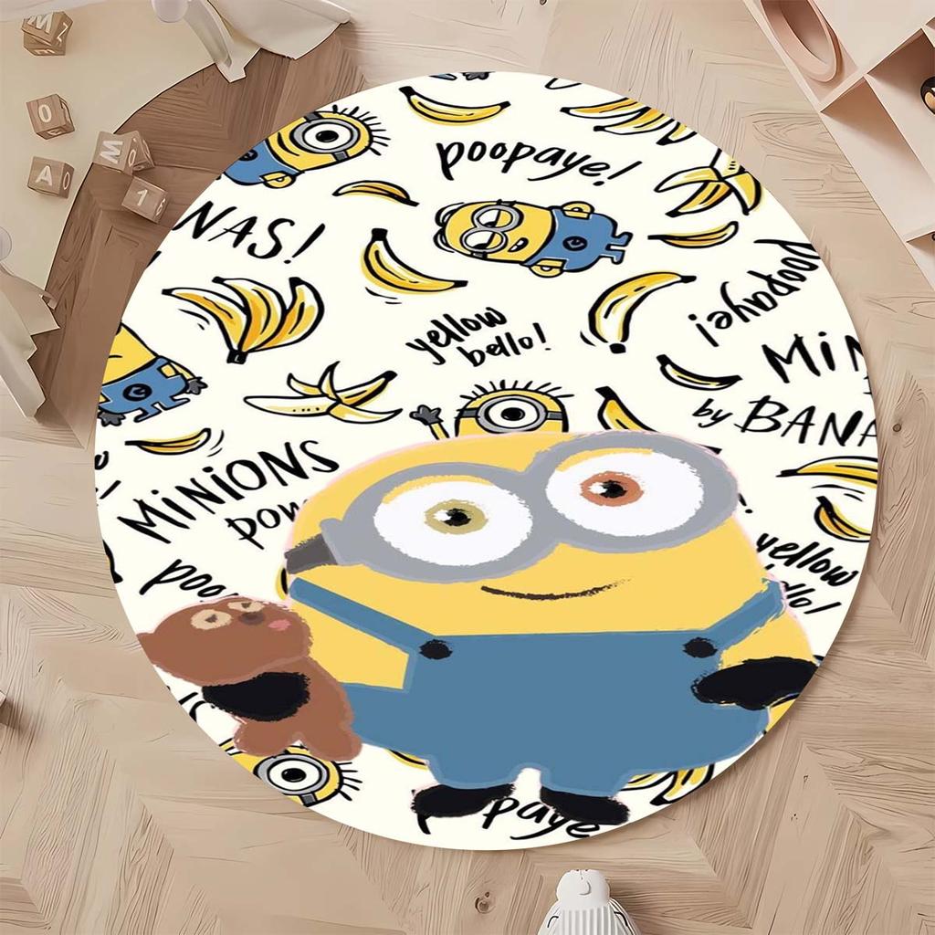 Hot Sale Minions Round Rug Cute Cartoon Theme Circular Floor Mat For Kids Boys Bedroom Dorm Playroom Home Decoration
