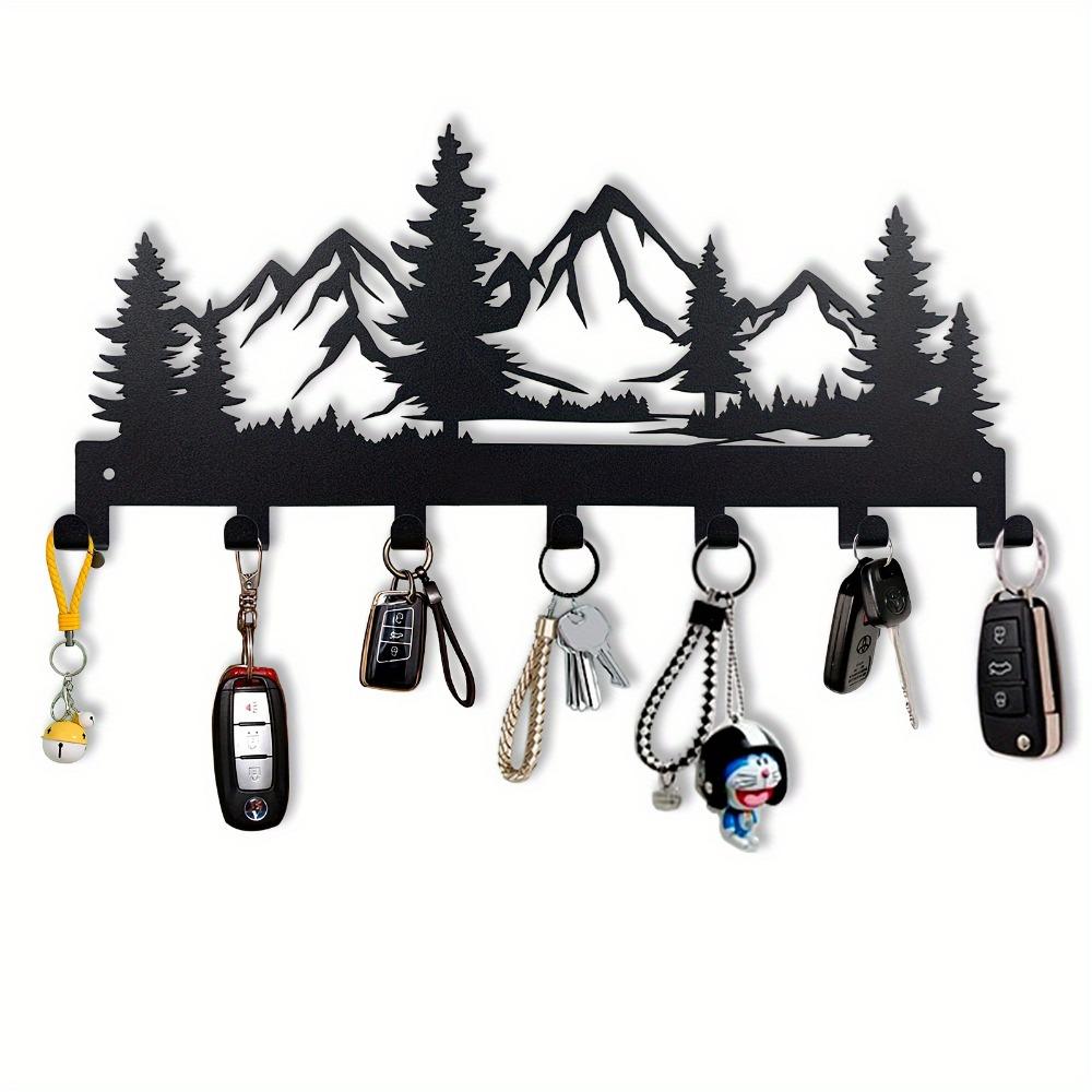 

Metal Key Hanger Stand Ornamental Organizing Hooks with Mountain Forest Design Jackets Storage Wall Hooks Decorative Home Gift чёрный