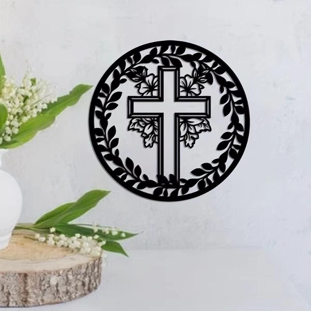 Charming Easter Cross Wreath Sign - Front Door Easter Decor. Delightful Outdoor Easter Wreath and Ornament Pendant