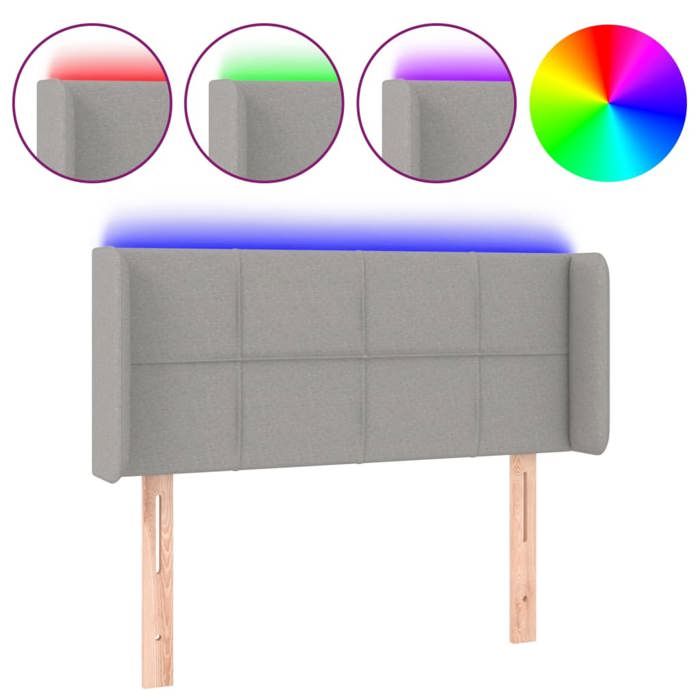 VidaXL Tête de Lit à LED Meuble de Chambre à Coucher Accessoire de Lit Simple Tête de Cadre de Lit Intérieur Gris Clair 3123226