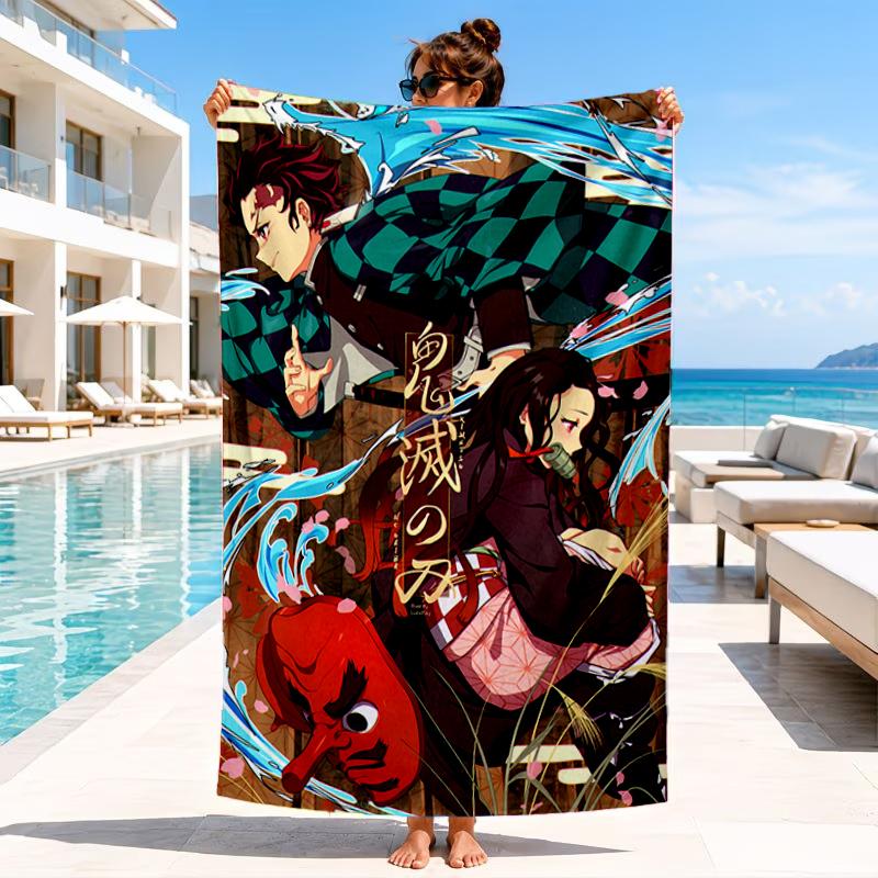 Anime Samurai Warrior's Journey Beach Towel, Microfiber Beach Towel, Perfect For Pool, Beach, Travel, Home Decor Beach Party Fan Gifts
