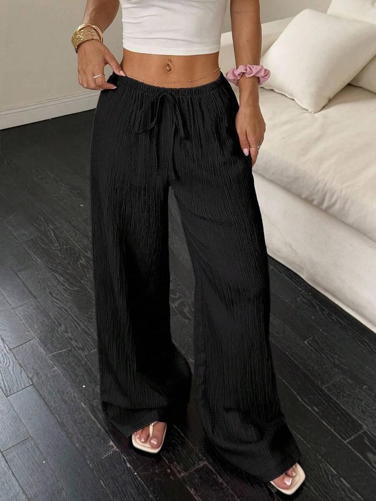 2025 Autumn European & American Style Women's Solid Color Straight-Leg Casual Pants