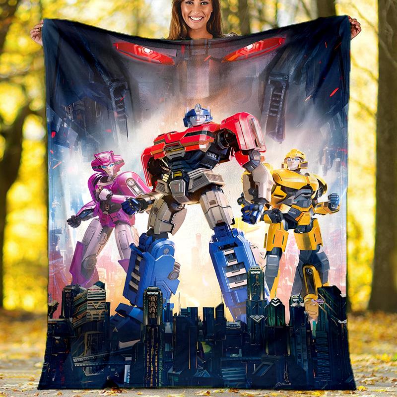 Bumblebee and Optimus Prime1 printed throw blanket—lightweight,soft,warm;versatile blanket for all seasons—perfect as &air-conditioning throw,nap blan