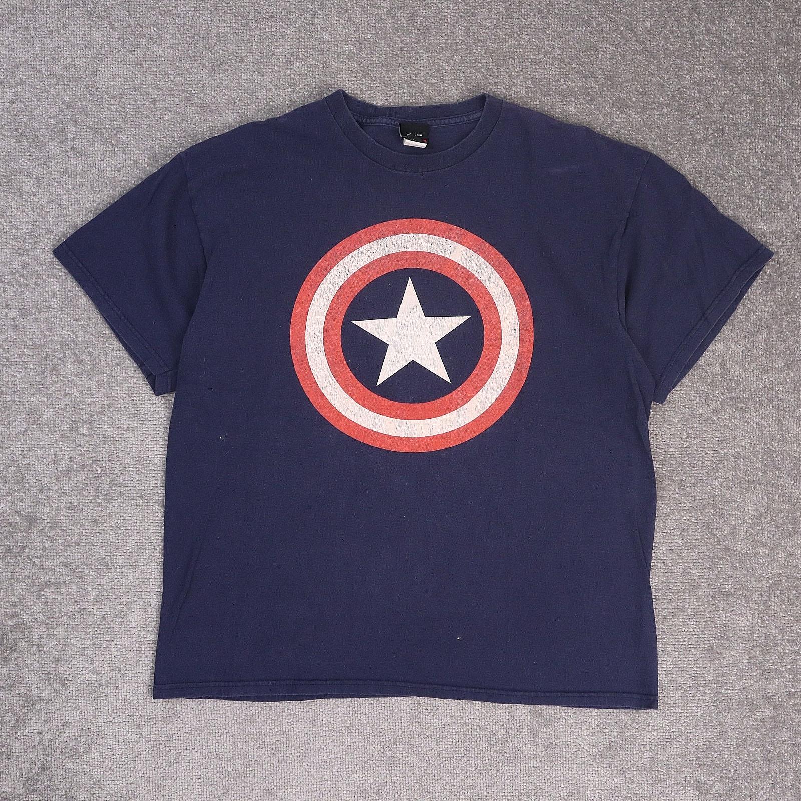 VTG 90s Y2K Marvel Captain America Comic XL Blue Short Sleeve T-Shirt S разноцветный