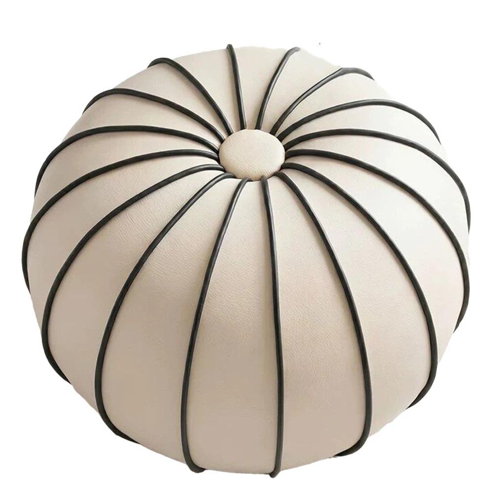 PU Leather Pouf Ottoman Cover Unstuffed Storage Bag Modern Shoe Stool Cover Home Use