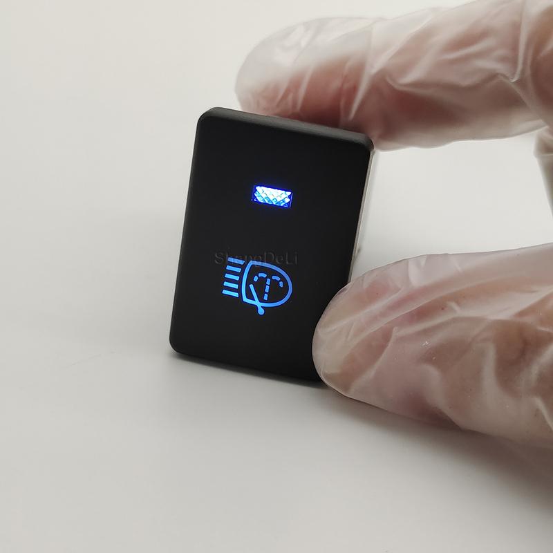 Blue Led Light Headlight Washer Push Switch 4 Wire Button For Toyota Camry Prius Corolla Headlamp Cleaning Switch DC12V