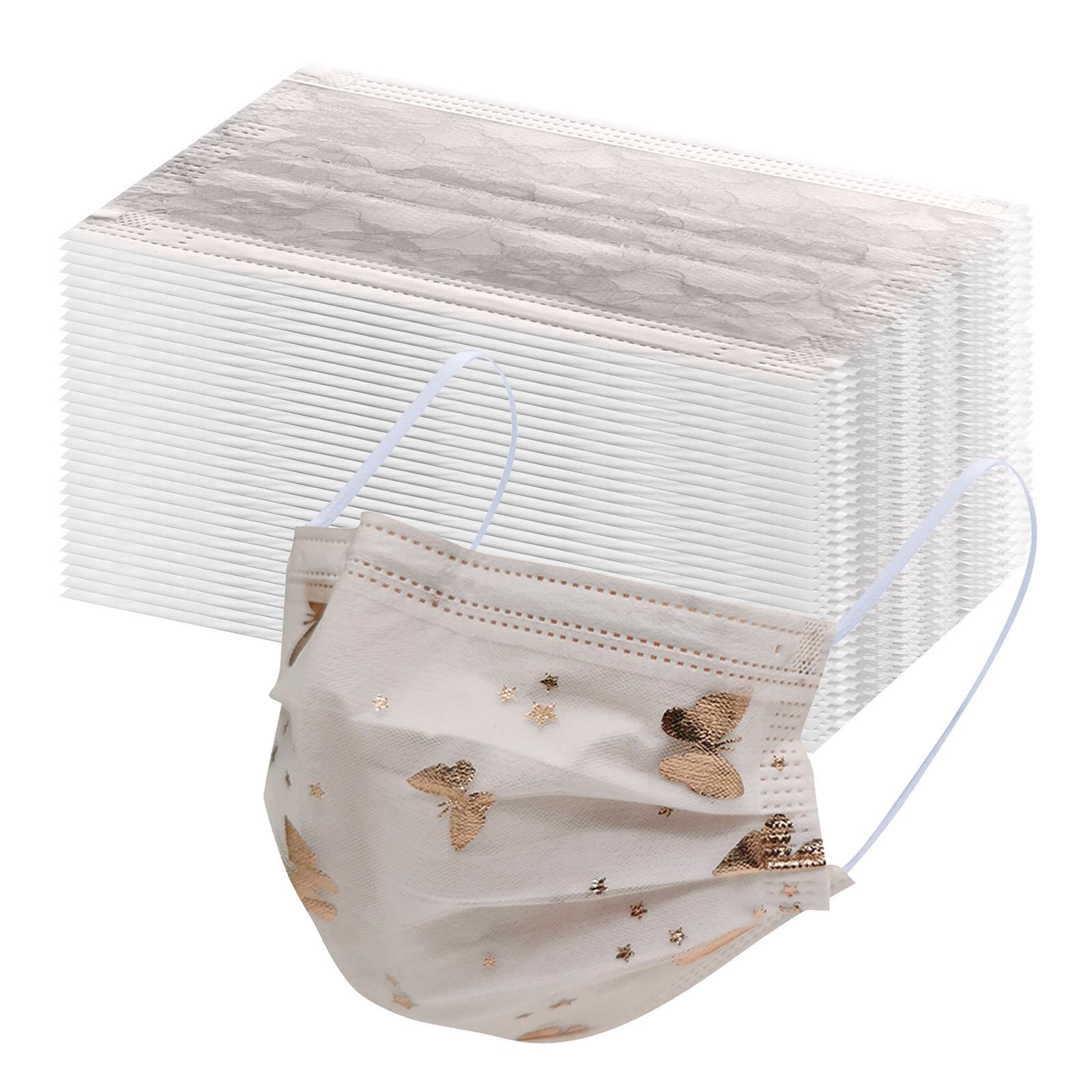 

(Отличный дом)Одноразовая маска для лица на День Благодарения, 50 шт., 4-слойный дышащий рождественский костюм, праздничные маски для взрослых женщин One Size