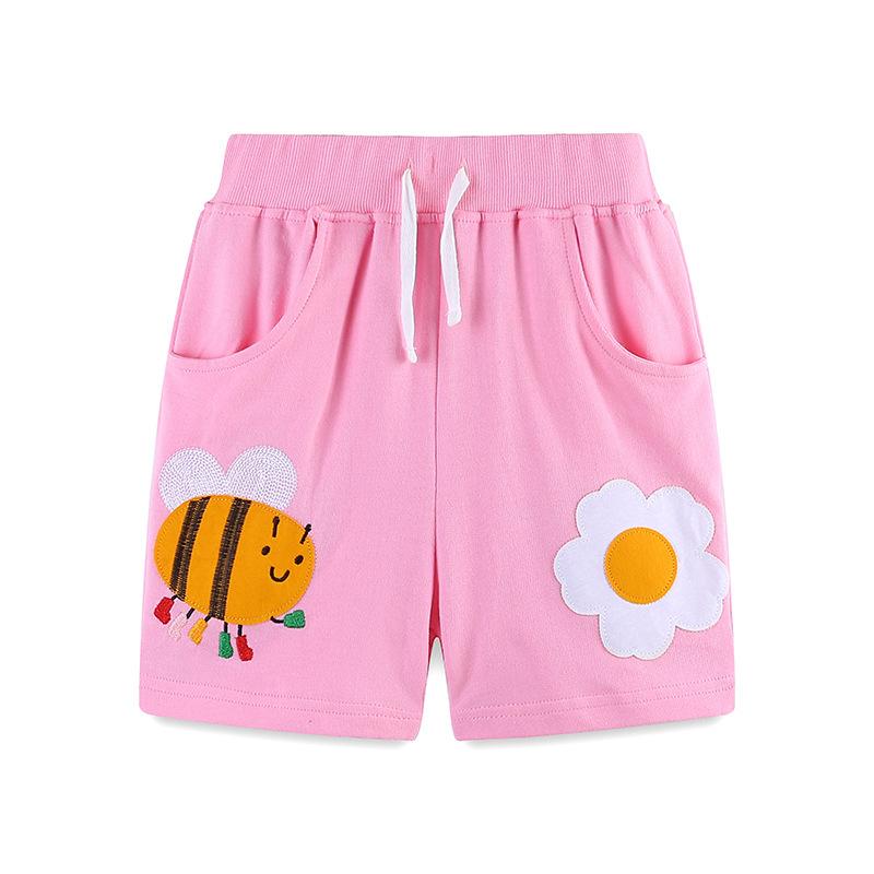Girls shorts summer new children s pants cartoon animal embroidered children s sports shorts 2Y(90cm)