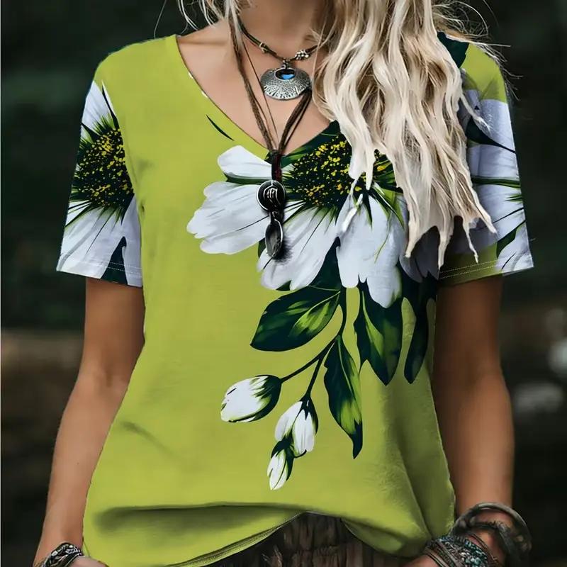 

3D printed V-neck T-shirt for women S