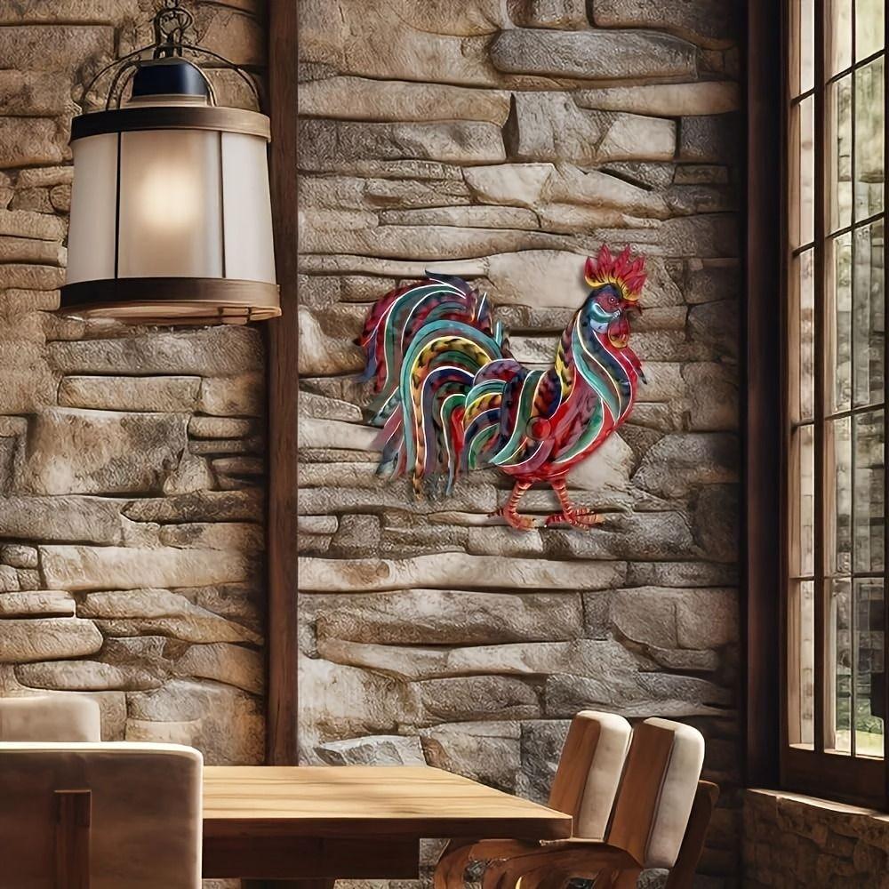 Art Rooster Wall Hanging Decoration Metal Background Pendant  Interior and Exterior